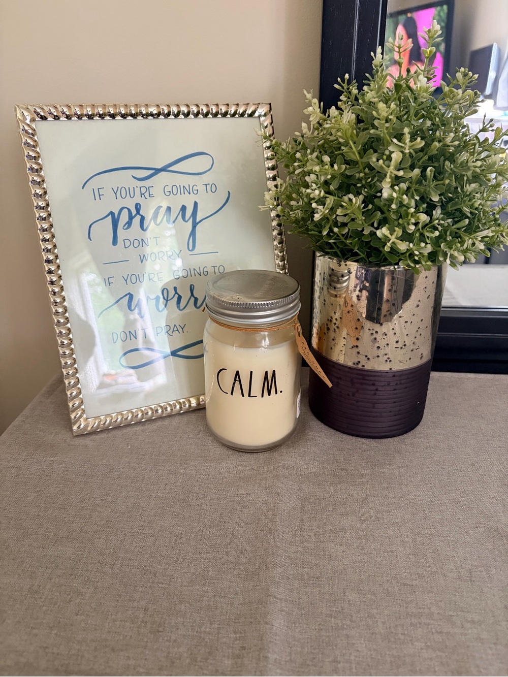 Rae Dunn “CALM” Scented Mason Jar Candle - Cream
